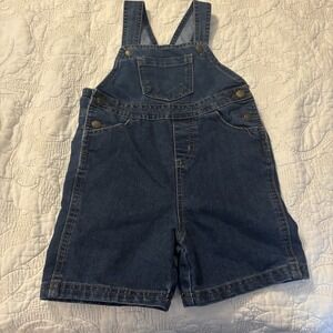 American Hawk Unisex 3T Denim Overall Shorts Gold Buttons Front Chest‎ Pocket